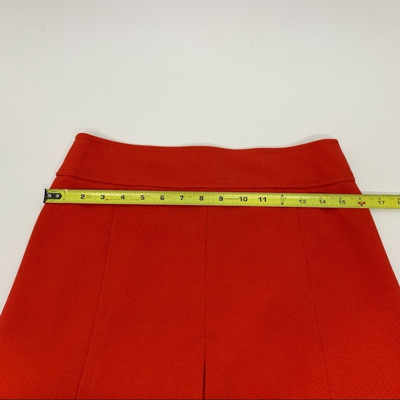 LOFT Ann Taylor Solid Orange Slit Front Cross Weave Lined Mini Skirt Size 2 - Picture 14 of 16